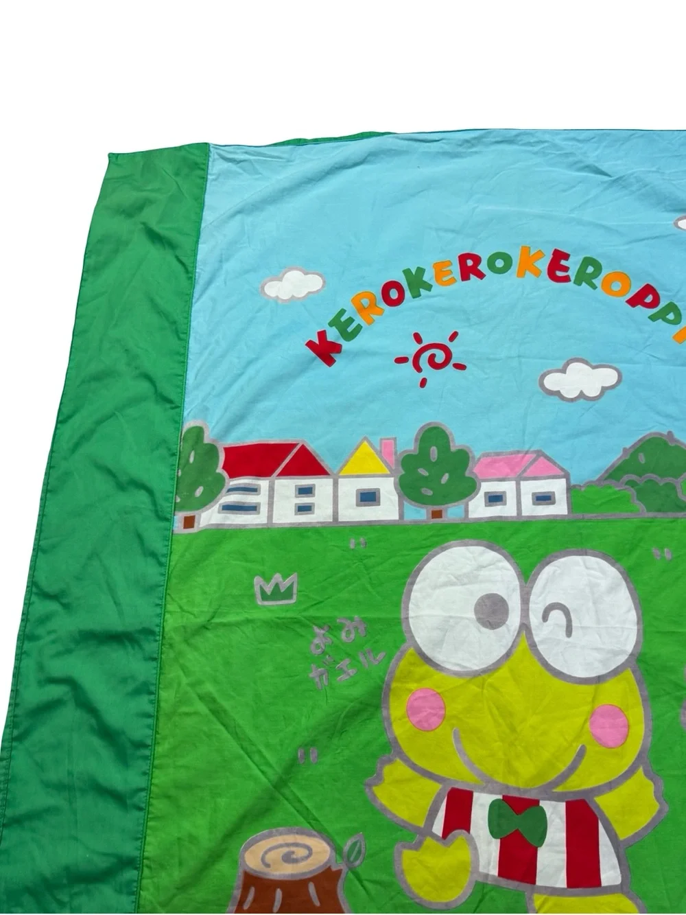 RARE Vintage Kero Kero Keroppi Sanrio Japan Green Duvet Cover Full Size 46 x 58
